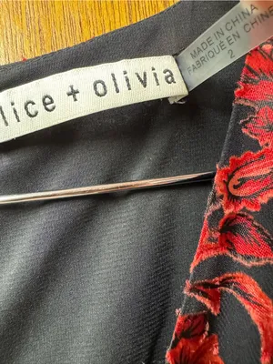 Alice + Olivia Briar Floral Blouson Empire Long Sleeve Mini Dress Red Black 2 thumbnail 5