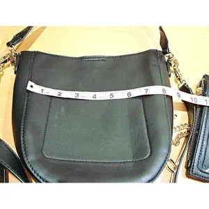 Black Vegan Leather Crossbody Bag With Cellphone Matching Separate Purse 2 In 1 thumbnail 8
