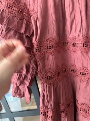 eyelet ruffle Corsair Frill Tier Dress Vintage Rose rust long sleeve thumbnail 6