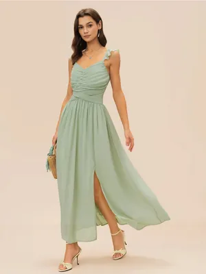 Rihoas Sage Green Ruffle Strap Maxi Dress thumbnail 7