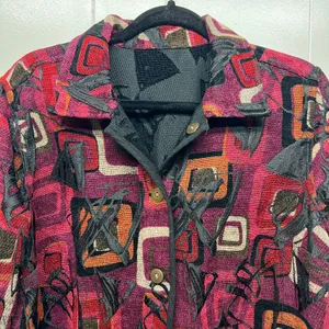 Women's Vintage Tapestry Button Front Long Sleeve Blazer Size Large thumbnail 2