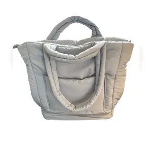 WILO The Label Sky~Baby Blue Large Puffer Tote Pocket Travel Bag Weekender 16X14 thumbnail 2