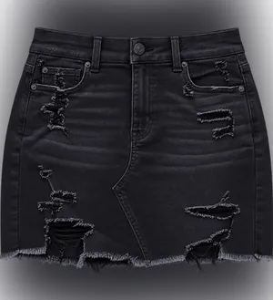 American Eagle NWT Distressed Black Denim Skirt thumbnail 1