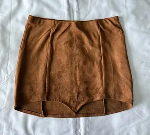Bear Dance Brown Faux Suede Mini Skirt thumbnail 1
