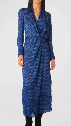 Misa Los Angeles Valentina chiffon midnight Shibori print sheer dress size XS thumbnail 3
