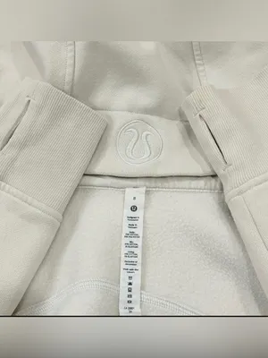 Lululemon Scuba Full-Zip Cropped Hoodie Size 8 Bone Athleisure Lounge Minimal thumbnail 11
