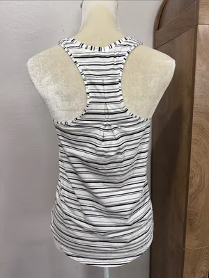 Lululemon Black & White Striped Racerback Tank size 4 thumbnail 3