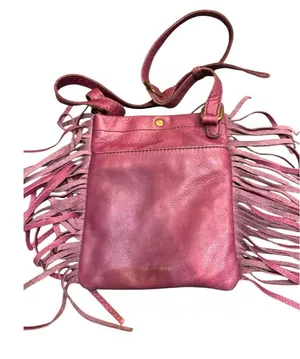 Lucky Brand Leather Fringe Crossbody Shoulder Bag Brown Boho Hippie‎ Plum thumbnail 1
