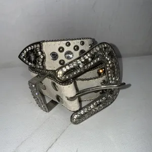 Vintage Chunky Y2K Studded Equestrian Western Boho Preppy Metal White Cross Belt thumbnail 3