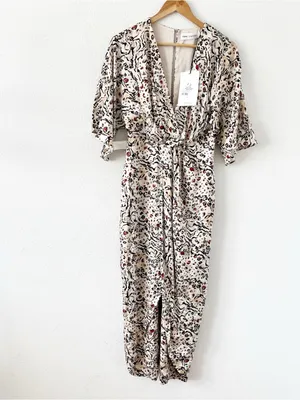 Fame & Partners Animal Print Mix Champagne Satin The Sayge Maxi Dress thumbnail 3