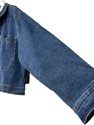 NWT Denim Blue Jean Cropped Jacket by Stitch Star Size XL Womens thumbnail 4