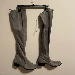 Over the Knee Suede Block Heel Boots in Gray- Size 9 thumbnail 2