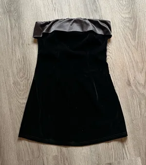 Black Velvet Strapless Mini Dress Size S thumbnail 1