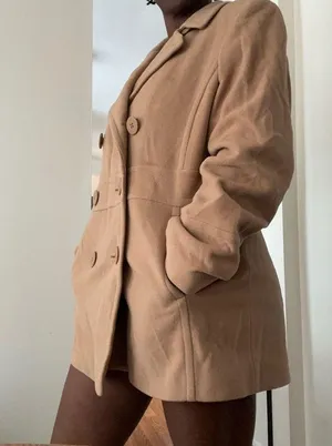 Gallery Camel Tan Color Wool Blend Pea Coat Size M Fall Winter thumbnail 14