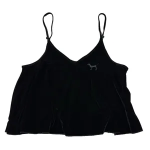 Victoria's Secret PINK Black Velvet Cami Tank Top‎ Size Oversized Medium Y2K thumbnail 5