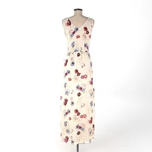 NEW Lucky Brand Floral Maxi Dress LARGE beige blue purple Sleeveless Boho chic thumbnail 5