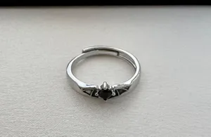 Adjustable Devil Wings Open Ring for Men Women Silver thumbnail 1