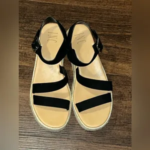 INC Black Espadrille Platform Sandals Size 8.5 thumbnail 3