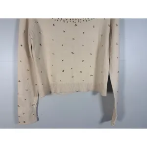Moda International Cardigan Womens M Beige Silk Sequin Beaded Star thumbnail 13