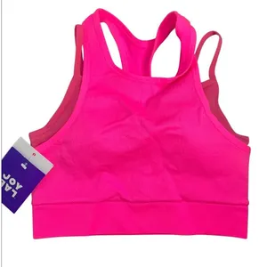 JoyLab women's bra Seamless Double Layer High Neck Stretch Neon Pink XS thumbnail 1