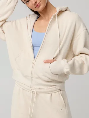 Aerie Cloud Fleece Classic Full Zip Sweatshirt | Heather Frost thumbnail 1