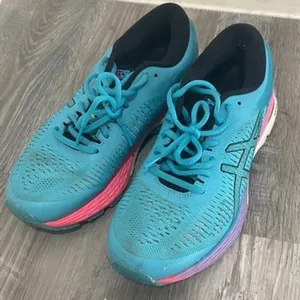 Asics Gel Kayano 25 Womens Running Shoes Blue‎ Pink Size 7.5 thumbnail 2
