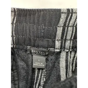 Ann Taylor Pants‎ Women LARGE Black Cream Striped Elastic Waist Drawstring thumbnail 5