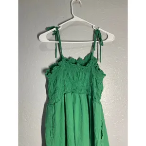 Universal Thread Green Linen Blend Smocked Midi Dress Boho Resort Vacation XL thumbnail 6
