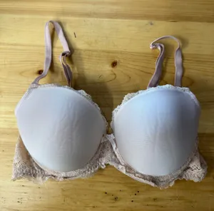 Victorias Secret Dream Angels Lined Demi Bra Lace Cream Beige 34C thumbnail 1