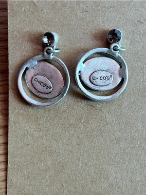 Chico's Silver Spiral Drop Earrings with Clear Stones thumbnail 4