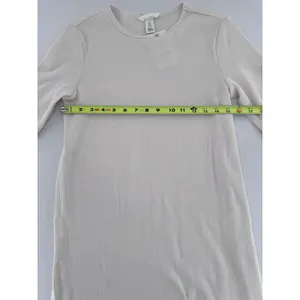 H&M Maternity Mama Long Sleeve Shirt Ribbed Basic Crewneck Minimalist Ivory thumbnail 6