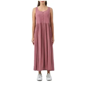 Frye Ladies Women's Button Front Midi Dress Size L Pockets Mauve‎ Pink thumbnail 2