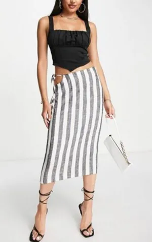 Lioness Fazio Linen Striped Midi Skirt thumbnail 2