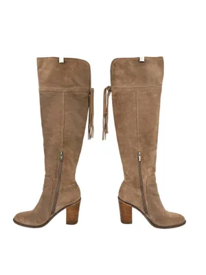 Franco Sarto Ellyn Taupe Suede Over the Knee Boots Block Heels Size 7.5 thumbnail 2