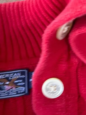 Vtg y2k Red cable knit sweater with button up collar #cableknit #preppy #90s #autumn thumbnail 6