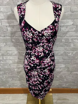 White House Black Market sleeveless floral print sheath dress thumbnail 2