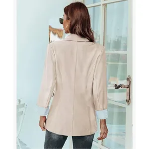 New Folded Cuff Open Front Long Sleeve Career Blazers Pockets 2x thumbnail 2
