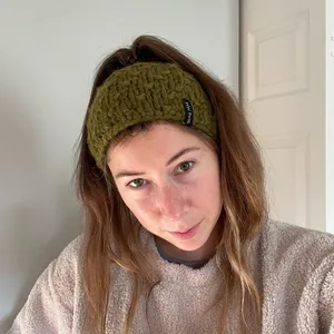 WW Knits Olive Green Chunky Hand Knit Wool Headband Ear Warmer One Size thumbnail 1
