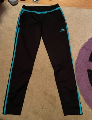 Adidas Black Joggers with Teal Accents thumbnail 1