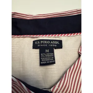US Polo Assn Women's Button Down Long Sleeve Shirt - Red Striped - Size M - NWT thumbnail 7