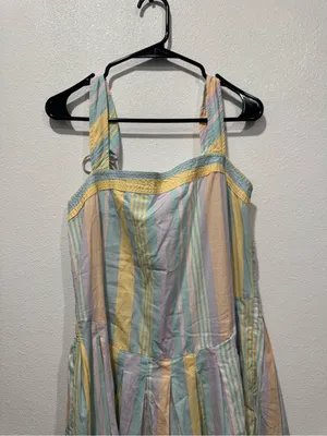 Free People Primavera Stripe Cotton Midi Dress Pastel Combo M thumbnail 4