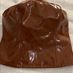 Anthropologie Chocolate Faux Leather Bustier thumbnail 1