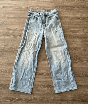 Old Navy Sky Hi Jeans Women’s 0 Light Wash Extra High Rise Distressed Wide Leg thumbnail 1