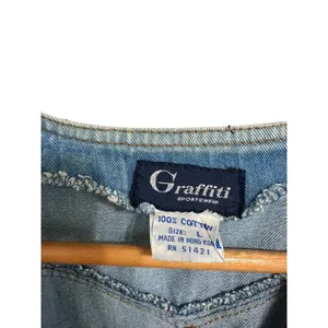 Western Vintage Graffiti blue Denim Vest Large Cinch‎ Back Embroidered thumbnail 2