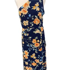 Lulus Elegant Admiration Floral One Shoulder Maxi Dress Navy Blue Size M NWT thumbnail 5