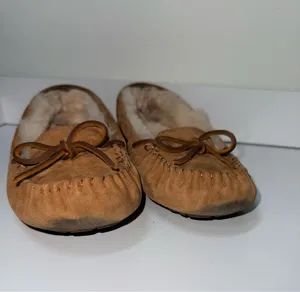 UGG Bella II Moccasin Slippers Chestnut Brown Suede Fur Lined thumbnail 4