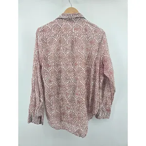Roller Rabbit Button Down Shirt Womens XL Pink White Block Print‎ Cotton Boho thumbnail 3