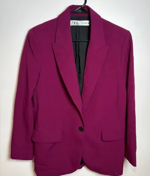 Zara Women Magenta Pink Single Button Blazer Jacket Size S thumbnail 1