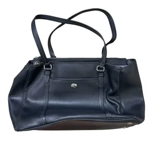 Coach | Vintage Black Peyton Leather Jordan Double-Zip Carryall Tote Purse Bag thumbnail 5