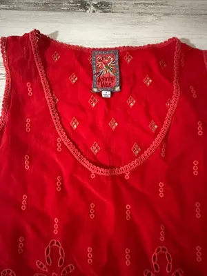 Johnny Was Luanna Red Eyelet Scoop Neck Tank Blouse thumbnail 4